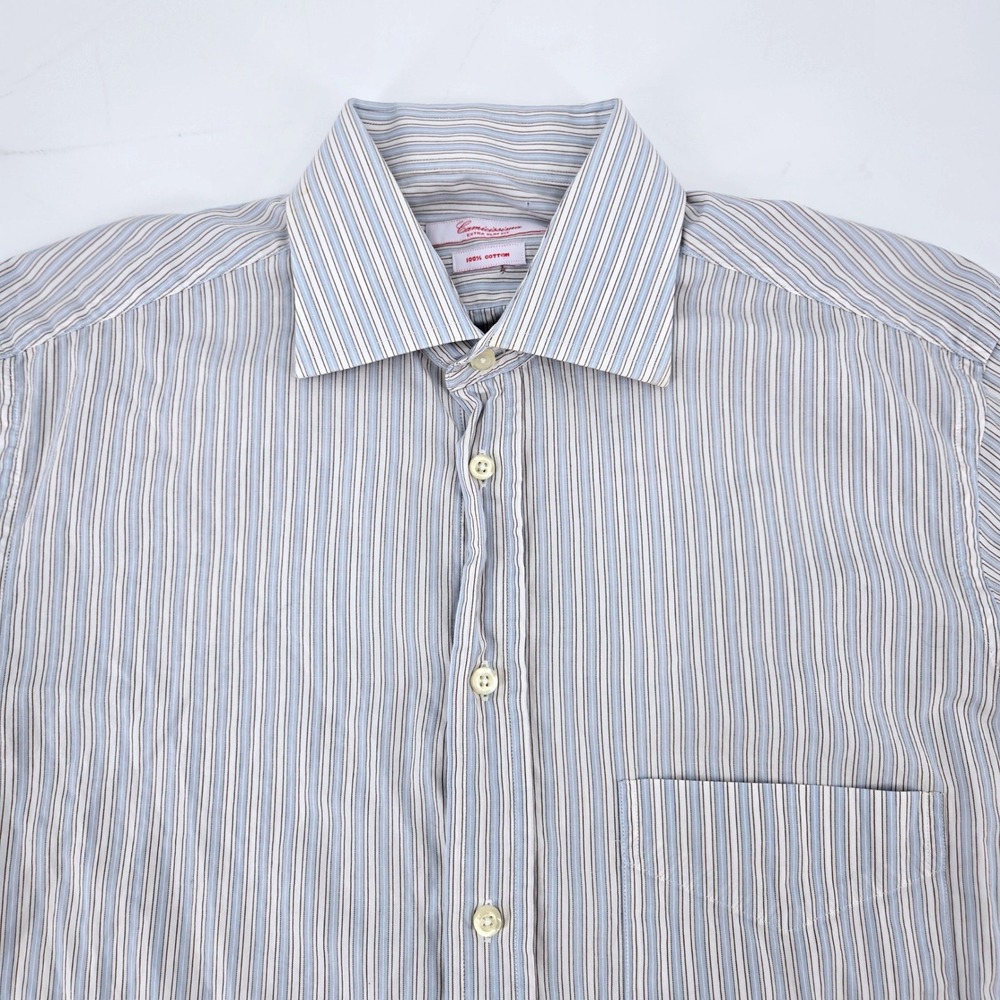 Camicissima Extra Slim Fit Blue Striped Dress Shirt 39 15.5‎ Italy Business